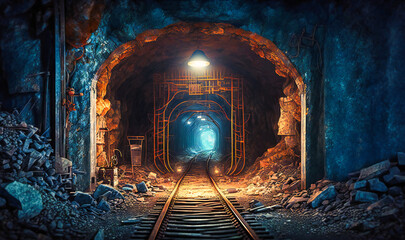 A narrow tunnel deep underground