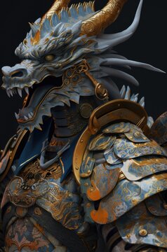 Dragon Adept Samurai Warrior Pose Generative AI