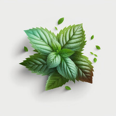 Green leaves background mint.  Created with Generative AI technology.