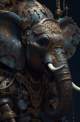 Elephant Ancient Samurai Warrior Standing Up Generative AI