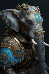 Elephant Skilled Samurai Warrior Portrait Generative AI