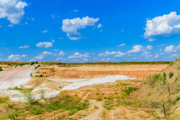 View on the abandoned sand quarry at summer