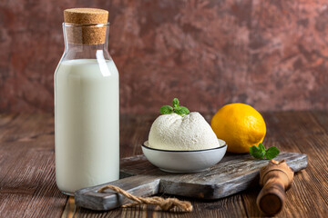 Homemade ricotta cheese.
