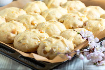 Traditional English cross buns.
