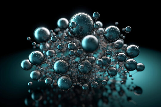Abstract water molecular structure, abstract bubble background. AI generated image