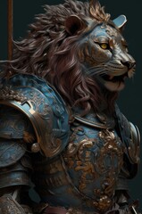Lion Expert Samurai Soldier Pose Generative AI