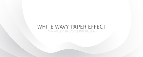 White calming  soft vector 3d abstract paper effect banner layout design with waves and layers for captions, headlines, brochures, flyers - Business solutions, UX, UI, website