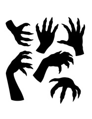 Fototapeta premium Monster hand sign and symbol black silhouette