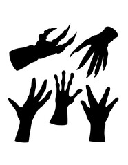 Monster hand sign and symbol black silhouette
