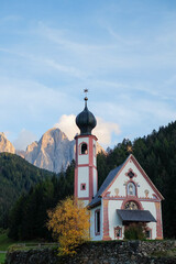 Church of St. John of Nepomuk with the Dolomites Peaks - Santa Maddalena, Val Di Funes, Tyrol, Italy