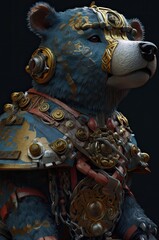 Puppy Bear Skilled Samurai Warrior Champion Portrait Generative AI