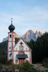 Church of St. John of Nepomuk with the Dolomites Peaks - Santa Maddalena, Val Di Funes, Tyrol, Italy