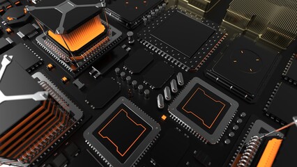Fototapeta premium a huge number of microchips on the surface, the concept of the semiconductor industry