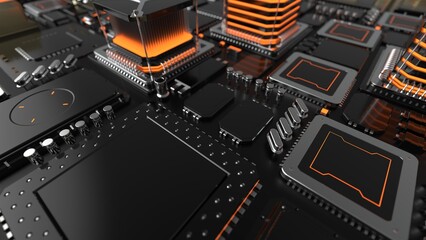 Fototapeta premium a huge number of microchips on the surface, the concept of the semiconductor industry