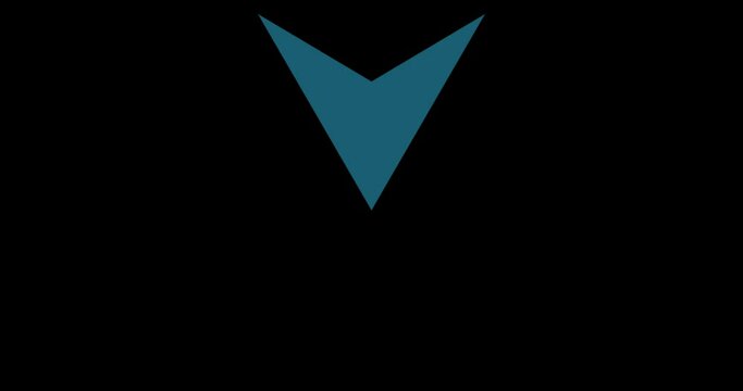 Triangular Blue Arrow Element Looping Animation in 4K Video. Moving Pointer. Motion Graphic with Alpha Channel Luma Matte for Transparent Background. VFX. ProRes 4444, High Quality