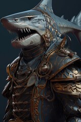 Shark Skillful Samurai Warrior Soldier Portrait Generative AI