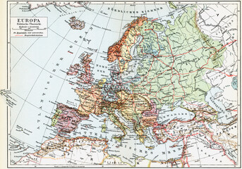 Fototapeta na wymiar Political map of Europe. Publication of the book 