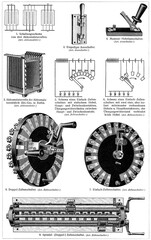 Obraz premium Various electrical mechanisms, machines, switches and batteries. Publication of the book 