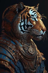 Tiger Expert Samurai Warrior Champion Pose Generative AI