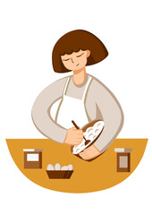 Cooking woman flat illustration isolated on transparent background
