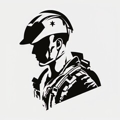 Un logo de soldat guerrier spartiate minimaliste vecteur noir et blanc.
