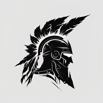 recommend clip art: Un logo de soldat guerrier spartiate minimaliste vecteur noir et blanc.