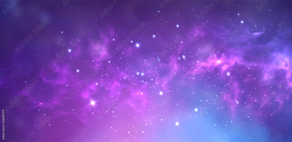 Wall mural space background with realistic nebula and shining stars. magic colorful galaxy with stardust