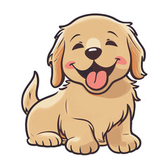 Obraz premium Cute and happy dog sticker Sticker, Ai Generated