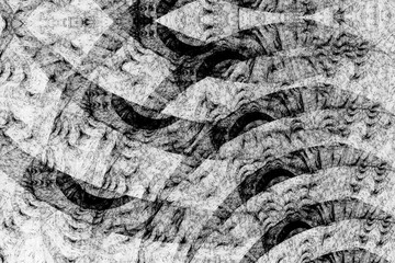 Naklejka premium White pattern of crooked waves on a black background. Abstract fractal 3D rendering