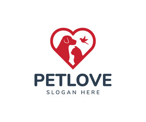 Dog, cat, and bird care logo for pet shop, pet house, and veterinary clinic