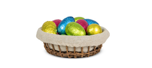 Easter eggs in a basket.
