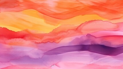 Fototapeta na wymiar abstract watercolor background sunset sky orange purple Generative AI