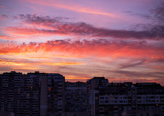 Amazing colourful sunset from Sofia, Bulgaria.