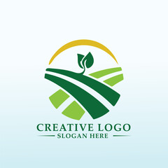 logo for farm and produce organic products, milk, crops and vegetables