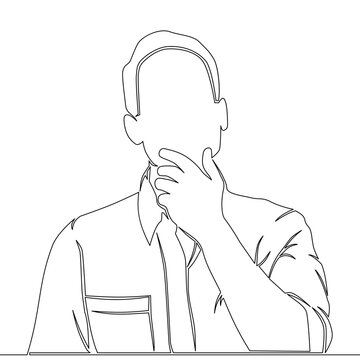 recommend clip art: Continuous line drawing businessman thinks, decides, idea, business icon vector illustration concept