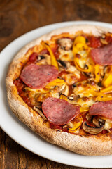 closeup of a pizza