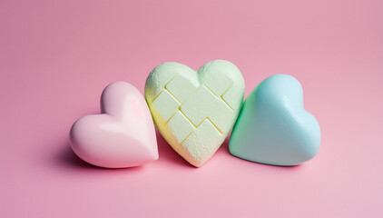 Candy heart on a gentle pastel background, Valentine's day wallpaper, ai generated
