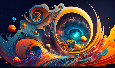Obraz premium Swirling colors and shapes evoke an otherworldly experience