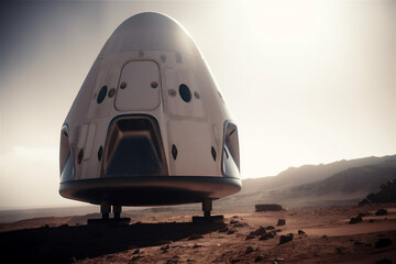 Fototapeta na wymiar Weltraumtouristen auf dem Weg zum Mars mit Raumschiff
