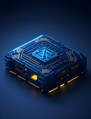 Künstliche Intelligenz ein blau leuchtender Computerchip