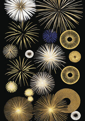 A set of backgrounds for text, psychedelic hippie art sparklers , a frame of stylized Fireworks. Posters dedicated to Guy Fawkes' Night , Bonfire Night , Fireworks Night, New Year, July 14, Bastille d