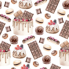 seamless pattern with chocolate sweets