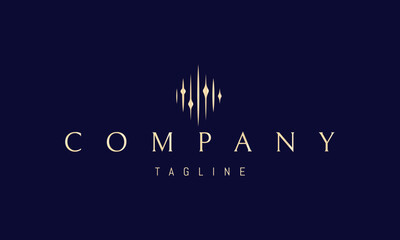 Vector golden logo on which an abstract image of a device for adjustment.