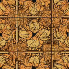 Art Nouveau seamless texture with intricate and flowing, with organic shapes and curves. Tile pattern. Generative AI