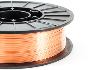 Welding wire spool on a white background