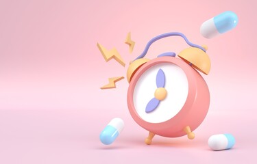Alarm to Take the Pills. 3D Illustration