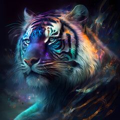 Tiger Portrait in Phantasmal Shades | AI Generative