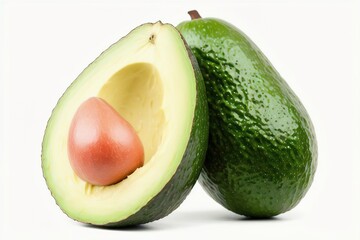 Fresh avocado isolated on white background. Generative AI.