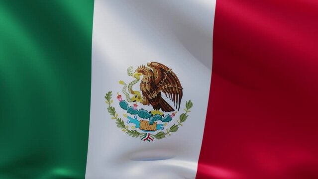 A mexican national flag waving, 3d animation