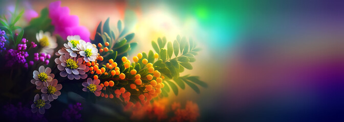 Obraz na płótnie Canvas Colorful vibrant bouquet of various flowers. Generative AI
